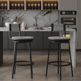 Only Pick Up Gray Set of 2 Counter Height Bar Stools with Footrest Swivel Hand Weaving Dining Chairs Farmhouse Armless Kitchen Barstools (Gray)