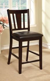 Set of 2pc Chairs Dark Espresso Finish Solid wood Kitchen Counter Height Chair Dining Room Furniture Padded Leatherette Seat