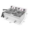 EH102V 16.9QT / 16L Total Capacity 24.9QT/23.6L Stainless Steel Faucet Double Tank Deep Fryer 3400W MAX (8L 8L Big Blue/Large Handle)