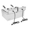 EH102V 16.9QT / 16L Total Capacity 24.9QT/23.6L Stainless Steel Faucet Double Tank Deep Fryer 3400W MAX (8L 8L Big Blue/Large Handle)