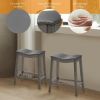 Set of 2 Saddle Bar Stools with Rubber Wood Legs