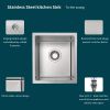 Undermount Sink 15 x 17 x 9 inch - Single Bowl Stainless Steel Sink 16 Gauge - Handmade Kitchen Sink