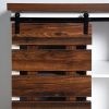 Living Room Wooden White Storage Cabinet with Sliding Barn Door, 31.5 x 15.35 x 32 inches
