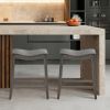 Set of 2 Saddle Bar Stools with Rubber Wood Legs