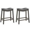 Set of 2 Saddle Bar Stools with Rubber Wood Legs