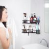 2Pcs Corner Shower Caddy Anti-Rust Soap Holder Hanging Hook No Drilling Adhesive Shower Organizer Corner Shelves Bathroom Kitchen