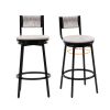 Only Pick Up Gray Set of 2 Counter Height Bar Stools with Footrest Swivel Hand Weaving Dining Chairs Farmhouse Armless Kitchen Barstools (Gray)