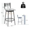 Only Pick Up Gray Set of 2 Counter Height Bar Stools with Footrest Swivel Hand Weaving Dining Chairs Farmhouse Armless Kitchen Barstools (Gray)