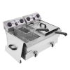 EH102V 16.9QT / 16L Total Capacity 24.9QT/23.6L Stainless Steel Faucet Double Tank Deep Fryer 3400W MAX (8L 8L Big Blue/Large Handle)