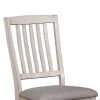 Dining Room Furniture Set of 2pcs Side Chairs Antique White Solid wood Slats Back Light Gray Padded Fabric Seat Cushions Kitchen Breakfast