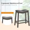 Set of 2 Saddle Bar Stools with Rubber Wood Legs