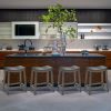 Set of 2 Saddle Bar Stools with Rubber Wood Legs