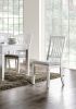 Dining Room Furniture Set of 2pcs Side Chairs Antique White Solid wood Slats Back Light Gray Padded Fabric Seat Cushions Kitchen Breakfast