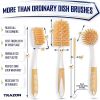 Beige Dish Brush Set of 4 with Bottle Water Brush Dish Scrub Brush Scrubber Brush and Straw Brush for Kitchen Ergonomic Non Slip Long Handle