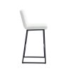 Bar Stools Set of 2 With Back,Upholstered PU Leather Kitchen Breakfast Bar Stools with Footrest,Cream