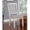 Dining Room Furniture Set of 2pcs Side Chairs Antique White Solid wood Slats Back Light Gray Padded Fabric Seat Cushions Kitchen Breakfast