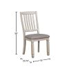 Dining Room Furniture Set of 2pcs Side Chairs Antique White Solid wood Slats Back Light Gray Padded Fabric Seat Cushions Kitchen Breakfast