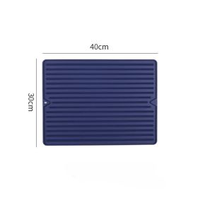 Silicone Square Dish Drying Mat Drain Pad Water Filter Table Placemat Kitchen Heat Resistant Protection Durable Kitchenware (Color: blue-30x40cm)