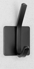 Home Bathroom Kitchen Hole-Free Metal Hanger Aluminum Coat Hooks (Color: Black)