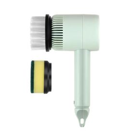 1pc Electric Spin Scrubber; Cordless Electric Cleaning Kitchenware Brush; Spinning Scrub Brush For Home Kitchen Pots Dishes (Color: Light Green)