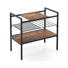 Freestanding Compact Shelving Unit Storage Shelves (Color: Brown A)