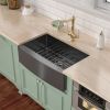 Farmhouse Apron Handmade Stainless Steel Kitchen Sink, Gunmetal Black Single Bowl Bar Sink with Strainer
