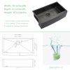 Farmhouse Apron Handmade Stainless Steel Kitchen Sink, Gunmetal Black Single Bowl Bar Sink with Strainer